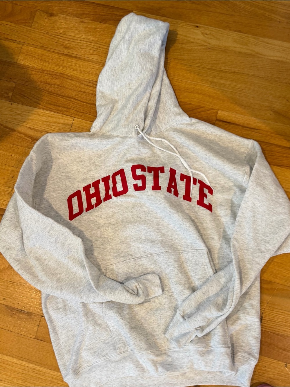OHIO STATE grey hoodie with red lettering - Hanes EcoSmart - Size L